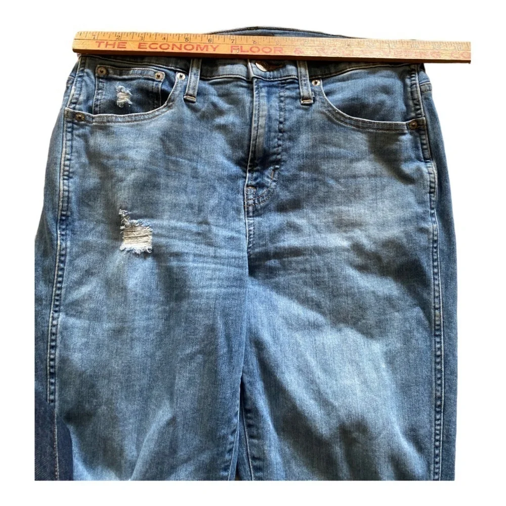 J crew vintage straight jeans size 29 women blue distressed wash open Hems